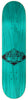 A KROOKED SEBO WALKER META 8.43 skateboard deck in teal, featuring a black graphic design of a face and the word "KROOKED" on the bottom half.