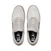 A pair of LAKAI BRIGHTON WHITE/GUM SUEDE sneakers with black soles.