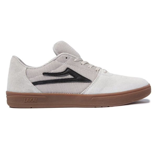 Lakai men's Brighton White/Gum suede skate shoe in beige.