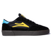 A black and yellow LAKAI X PACIFICO CAMBRIDGE BLACK/GUM SUEDE sneaker by LAKAI with yellow accents.