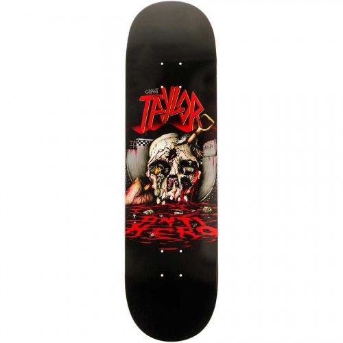 An ANTIHERO skateboard with a skull on it.