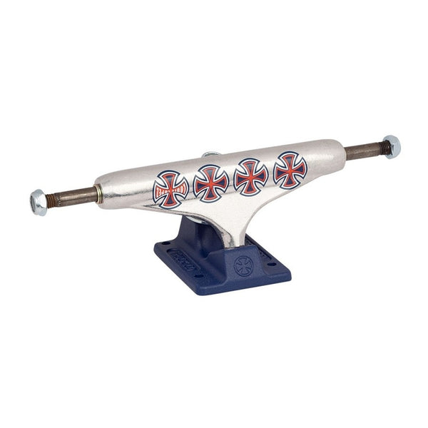 A skateboard truck with a British flag on it, featuring the INDEPENDENT STD 149 HOLLOW LOPEZ BLUE (SET OF TWO) logo.