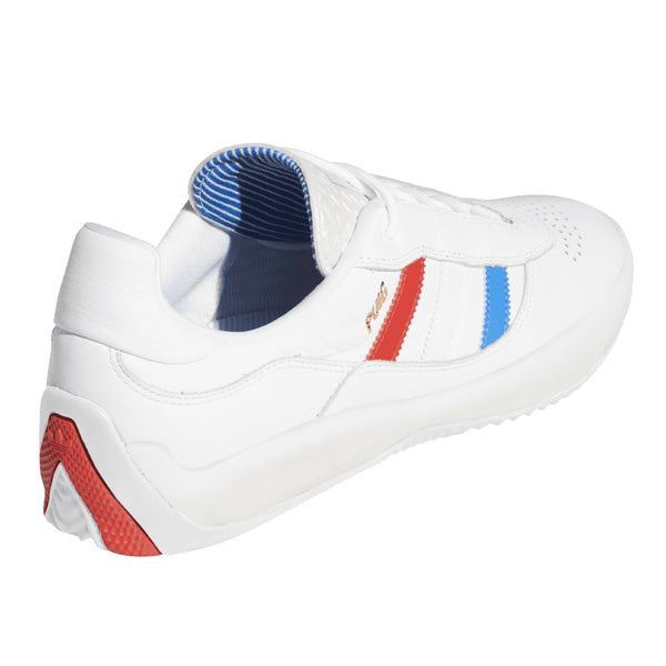 the back view of the adidas shoe where the heel has red accent