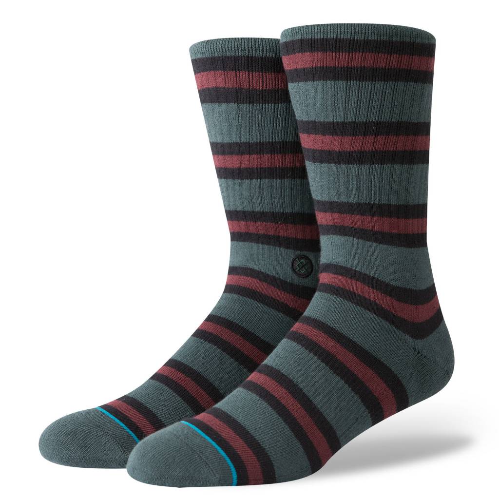 A pair of STANCE SOCKS PASSION AF LARGE socks in grey and maroon stripes.