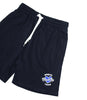 A BLUETILE SPORTS BASKETBALL SHORTS NAVY with a blue logo on it, perfect for sports enthusiasts.