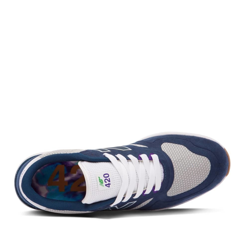 NB NUMERIC men's 420 BLUEBERRY sneaker in navy and purple.