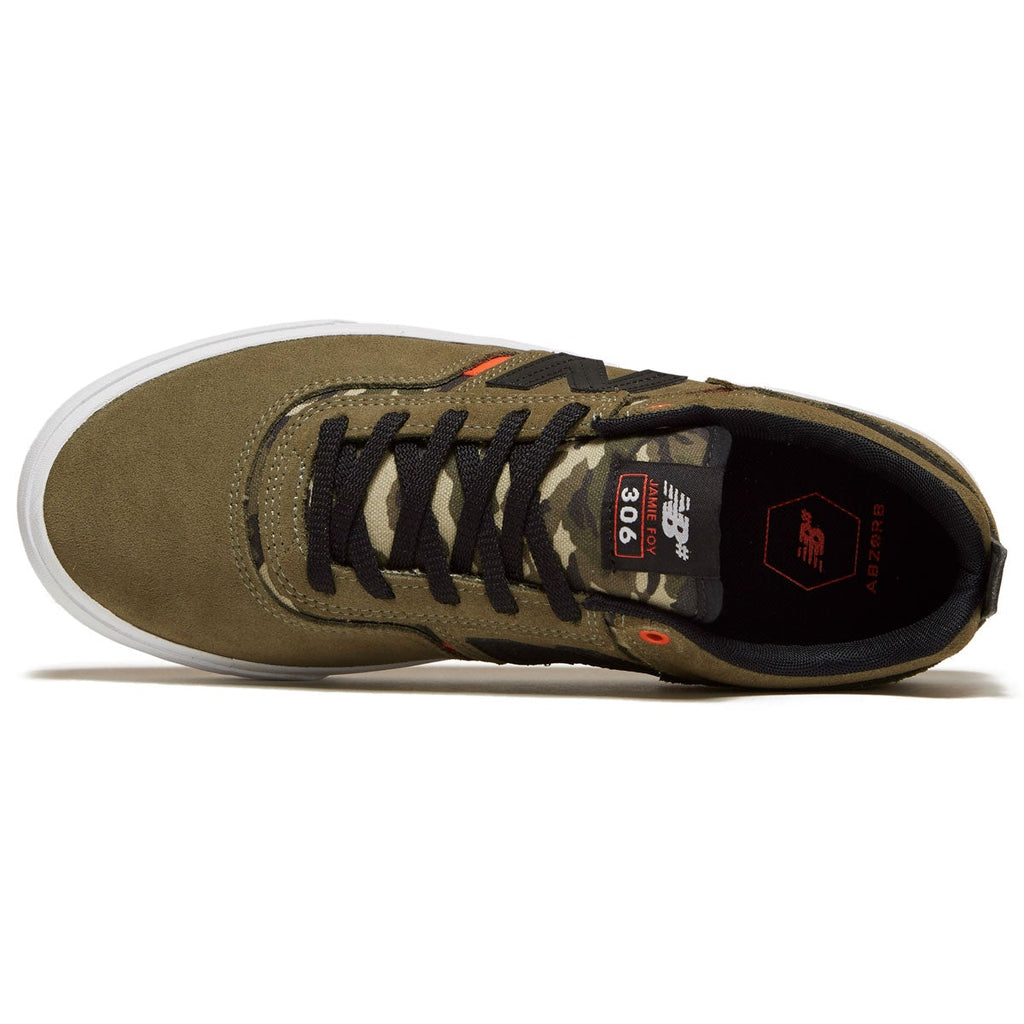 A pair of NB NUMERIC FOY 306 OLIVE / ORANGE / CAMO shoes from NB NUMERIC.