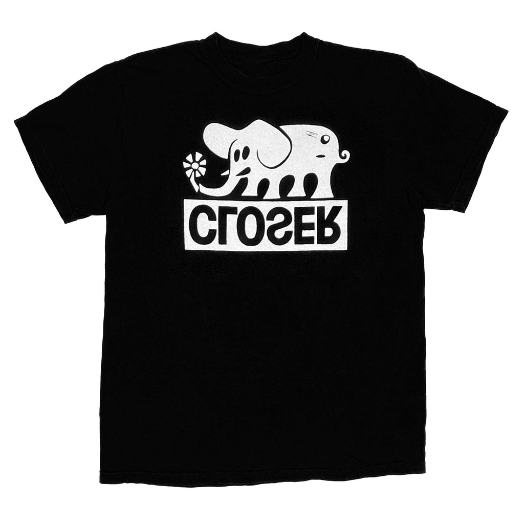 black tee with an elephant on it.