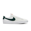 Nike SB Blazer Low Pro GT ISO sneakers in white and green.