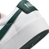 The NIKE SB BLAZER LOW PRO GT ISO WHITE / PRO GREEN by nike is white and green.