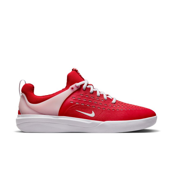 The NIKE SB NYJAH 3 UNIVERSITY RED / WHITE by nike features a white sole, laces, and swoosh—ideal for skate sessions at Bluetile Skateboards in Columbia, SC.