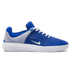 A Nike SB Nyjah 3 Game Royal / White shoe with a white sole.