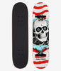 A Powell Peralta Ripper skateboard with a skull on it, available as a POWELL RIPPER ONE OFF COMPLETE 8.0.
