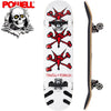 A POWELL PERALTA skateboard with a skull and crossbones on it.