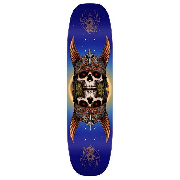 An egg shape skateboard with a skull, wings, and artwork by Andy Anderson for POWELL PERALTA FLIGHT ANDY ANDERSON HERON 2 by POWELL PERALTA.
