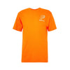 A bright orange shirt with a left chest white Primitive logo.