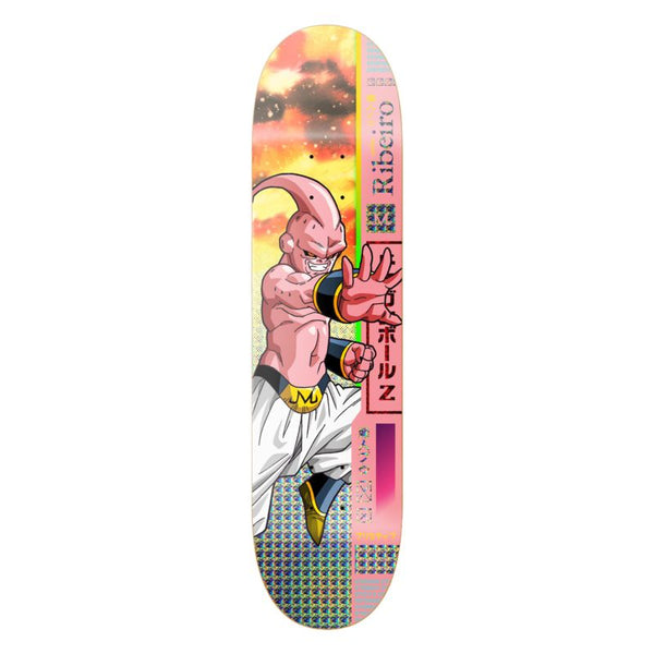 PRE-ORDER!! PRIMITIVE X DRAGONBALL Z CARLOS RIBEIRO BUU skateboard deck features Majin Buu in a fighting stance with vibrant colors and Japanese text accents. See our pre-order policy for expected ship date. Brand: PRIMITIVE.