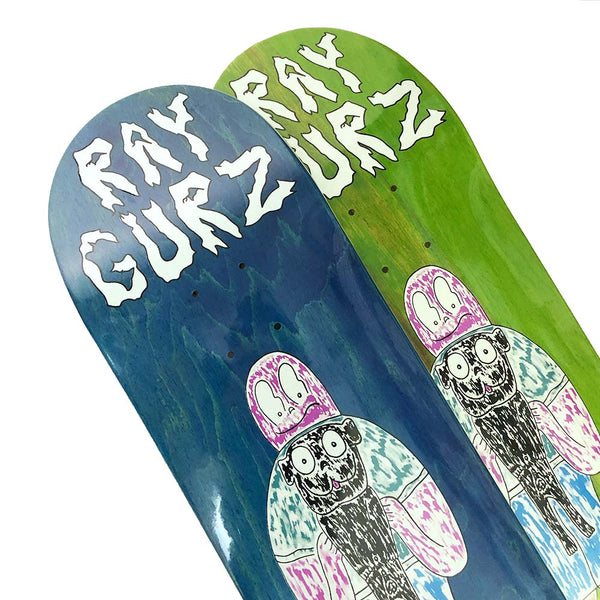 The LOST SOUL RAY GURZ KODA wooden skateboard deck from Lost Soul Skateboards boasts a yellowish finish and showcases the words "Lost Soul" printed in stylized white letters, further enhanced by KODAVARIOUS STAINS for a distinctive appearance.