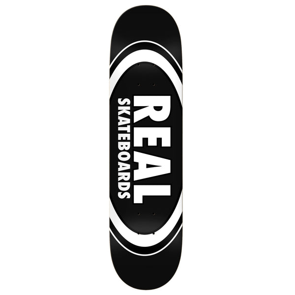 A REAL classic skateboard with the word "REAL" stamped on it.