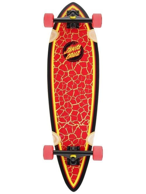 A SANTA CRUZ FLAME DOT CRUZER PINTAIL 33" skateboard.