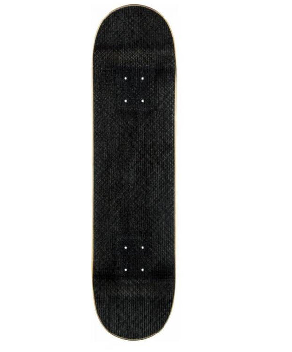 A black skateboard on a white background featuring the Powell Peralta Flight Deck 8.0 by Powell Peralta.