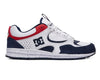 A white and blue DC KALIS LITE WHITE / RED / BLUE Shoes with red and blue accents.