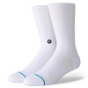 A 3 pack of STANCE SOCKS ICON in white size large on a white background.
