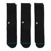 Three packs of STANCE SOCKS ICON 3 PACK BLACK LARGE with blue trims from the brand STANCE.