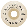 Skateboard wheel with SPITFIRE F4 CLASSICS 97D 53MM branding.