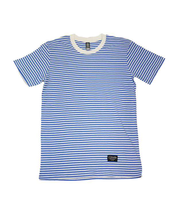 A BLUETILE SURPLUS STRIPED TEE BLUE / WHITE by Bluetile Skateboards.