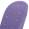 An Adidas Shmoofoil Slide Lilac/White with holes on the sole.