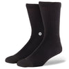 A pack of STANCE SOCKS ICON 3 PACK BLACK LARGE with a white logo from STANCE.