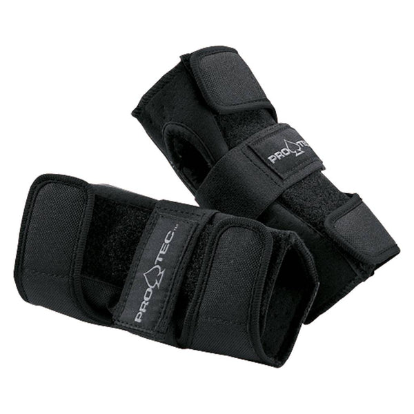 The PRO-TEC STREET WRIST GUARD features adjustable straps and an ergonomic splint, offering enhanced wrist support and palm protection for skating or sports.