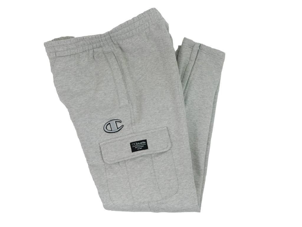 A pair of BLUETILE SURPLUS CHAMPION SWEATPANT sweatpants with a Bluetile Skateboards logo on them.