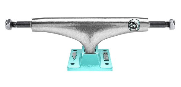A silver THUNDER CEPEDA SPACEWALK 149 skateboard truck on a white background.