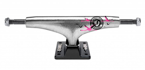 A THUNDER TRUCKS JAMIE FOY SKY HIGH (SET OF TWO) skateboard truck on a black background.