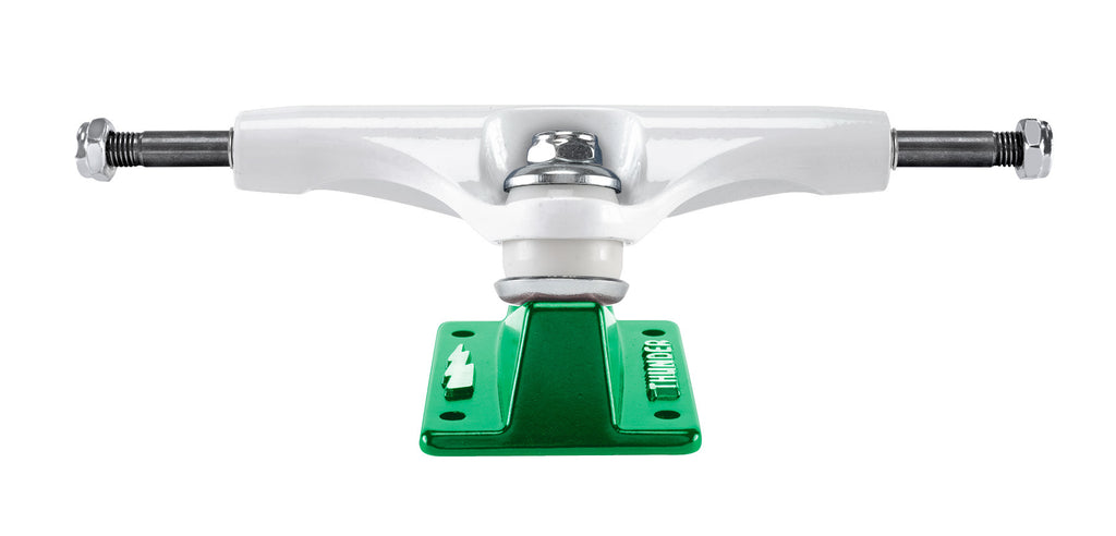A white THUNDER TRUCKS 148 FLUX SONORA HOLLOW (SET OF TWO) skateboard truck on a white background.
