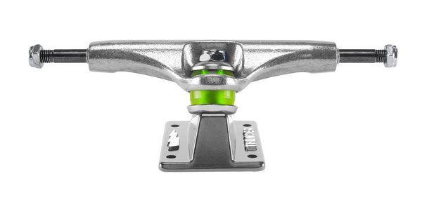 A silver THUNDER TRUCKS 145 TEAM HOLLOW POLISHED (SET OF TWO) skateboard truck on a white background.