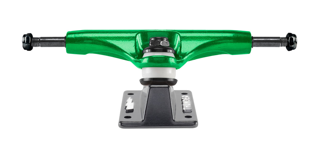 A THUNDER TRUCKS 148 CHROMA GREEN HOLLOW (SET OF TWO) skateboard truck on a white background.