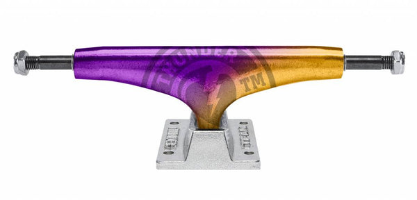 A THUNDER TRUCKS 148 STRKFADE PRP/GLD (SET OF TWO) skateboard truck from THUNDER on a white background.