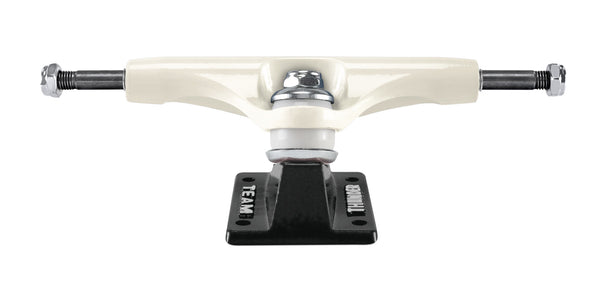 A white THUNDER TRUCKS 148 TYSHAWN PEDIGREE skateboard truck from THUNDER on a white background.