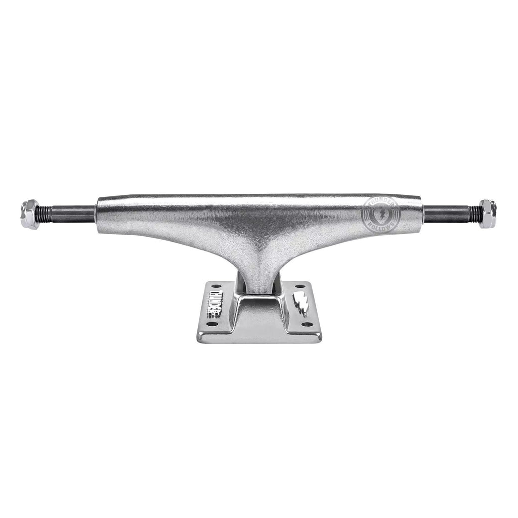 A THUNDER TRUCKS 148 HOLLOW POLISHED II skateboard truck from THUNDER on a white background.