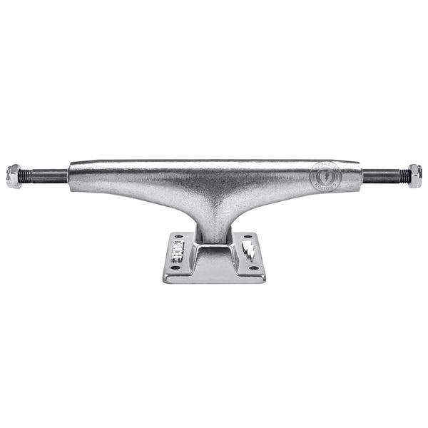 A THUNDER TRUCKS 149 HOLLOW POLISHED II (SET OF TWO) silver skateboard truck on a white background.