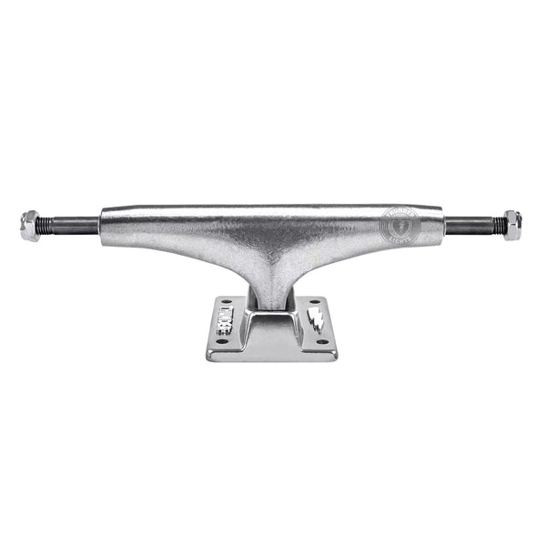 A sleek and shiny THUNDER TRUCKS 147 POLISHED LIGHTS II skateboard truck on a white background.