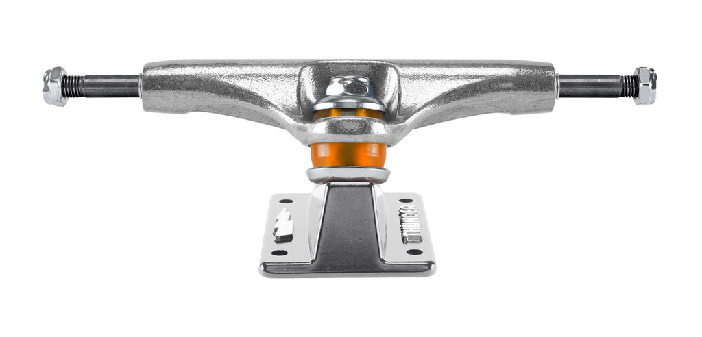 A THUNDER skateboard with an orange handle.