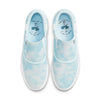 A pair of blue slip-on shoes with clouds on them, named "NIKE SB X Rayssa Leal Verona Slip Glacier Blue" by Nike.