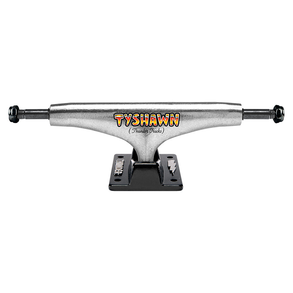 A skateboard truck with the word Tyshawn on it, featuring Thunder Trucks THUNDER TRUCKS 149 HOLLOW TYSHAWN SO GOOD (SET OF TWO).