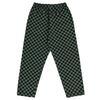 A VANS RANGE BAGGY TAPERED ELASTIC WAIST PANT in Duck Green/Black checkered pattern.