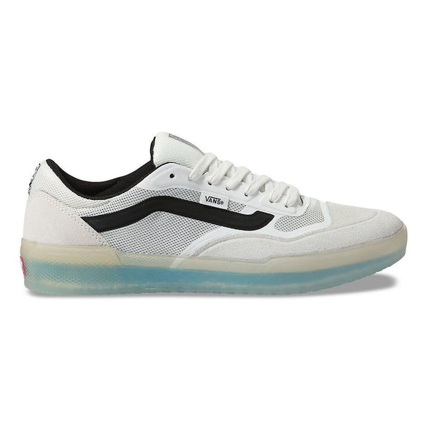 Blanc De Blanc VANS AVE PRO skate shoes in white and black.