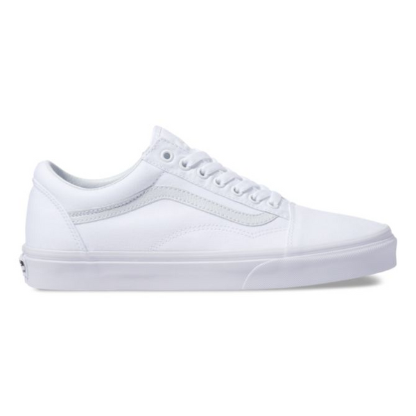 VANS OLD SKOOL TRUE WHITE canvas sneakers in white.